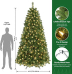 Prelit Premium Artificial Hinged Christmas Tree with Pre-lit Warm White Lights