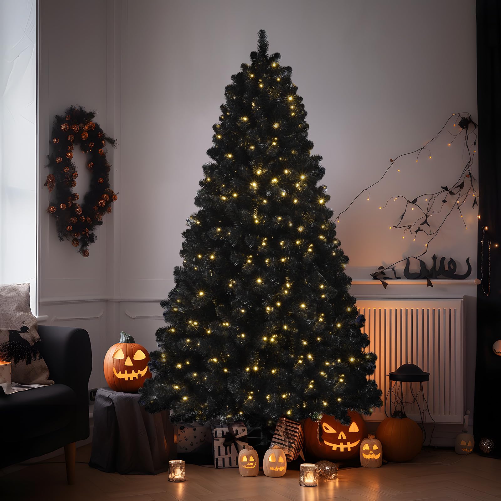 4ft Prelit Warm White Lights Premium Artificial Hinged Christmas Tree