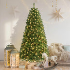 Prelit Premium Artificial Hinged Christmas Tree with Pre-lit Warm White Lights