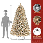 7ft Prelit Warm White Lights Snow Flocked Artificial Holiday Christmas Tree