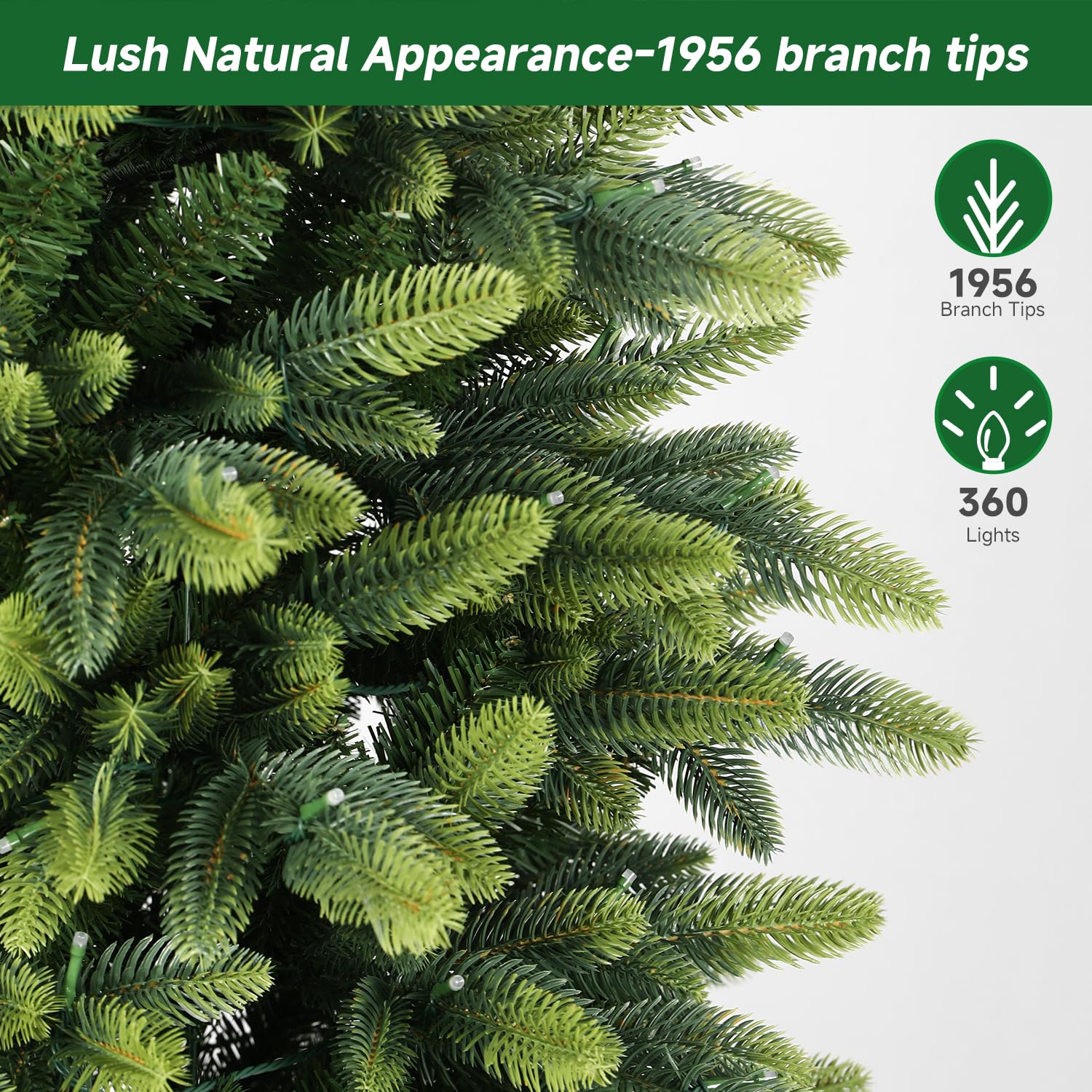 7.5ft Prelit Multi-Color RGB Lights Artificial Hinged Christmas Tree with Remote Control