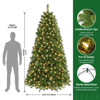 Prelit Premium Artificial Hinged Christmas Tree with Pre-lit Warm White Lights