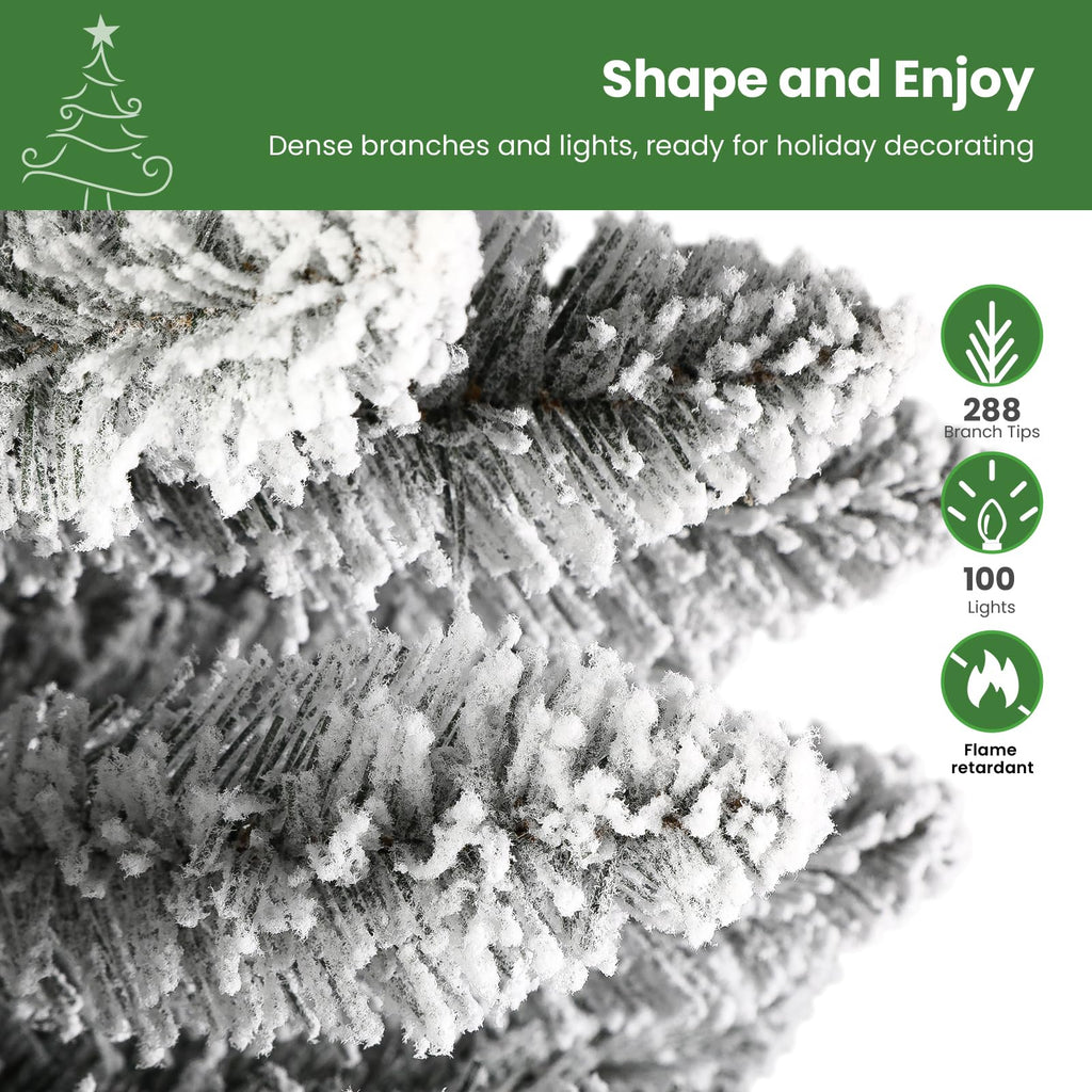 【FLASH SALE】4ft Premium RGB Snow Flocked Christmas Tree - Pre-Lit with Remote Control | UL Listed & Easy Setup