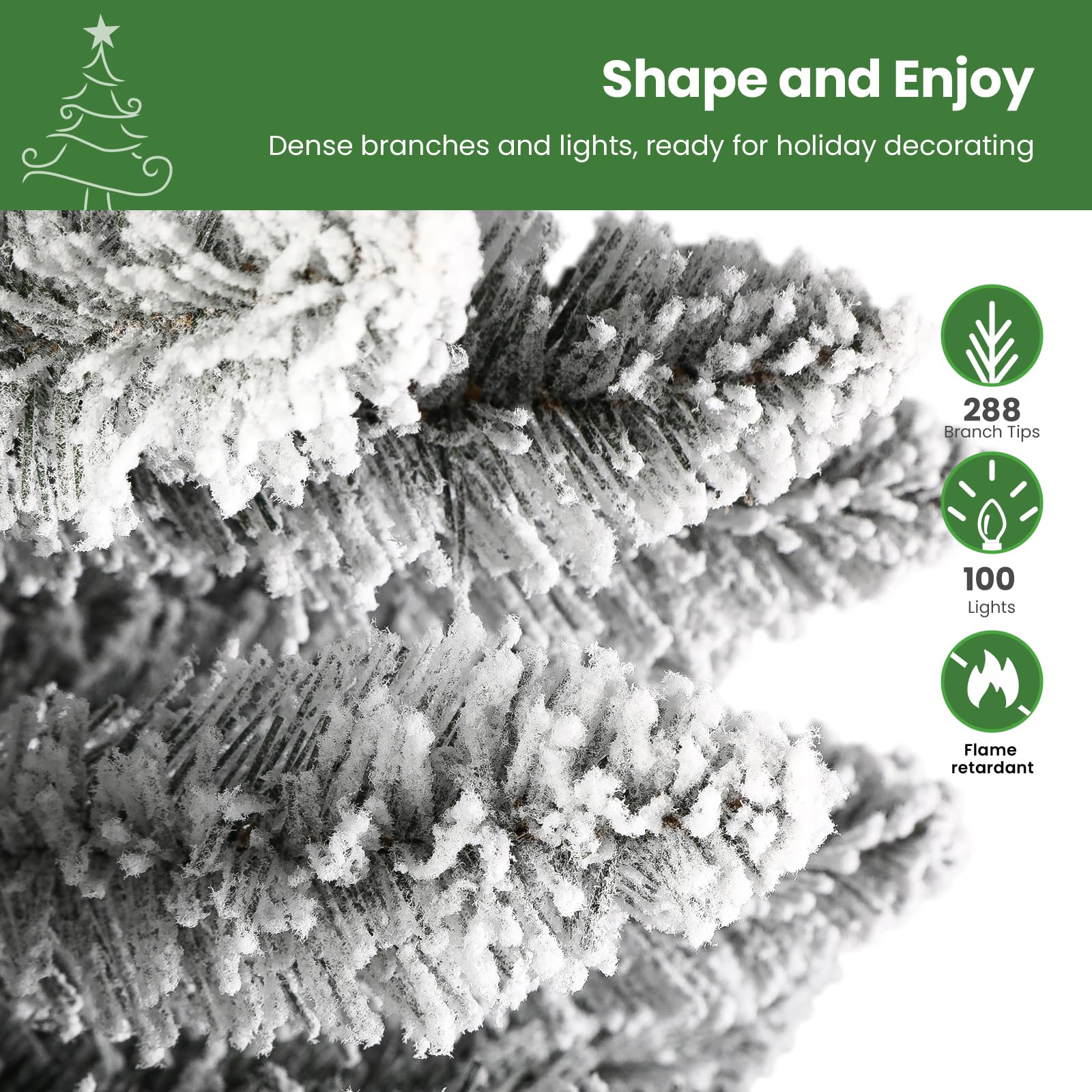 【FLASH SALE】4ft Premium RGB Snow Flocked Christmas Tree - Pre-Lit with Remote Control | UL Listed & Easy Setup