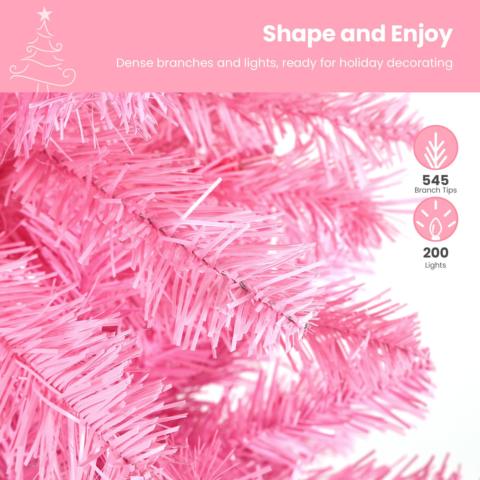 6ft Prelit Warm White Lights Artificial Hinged Slim Pencil Christmas Tree