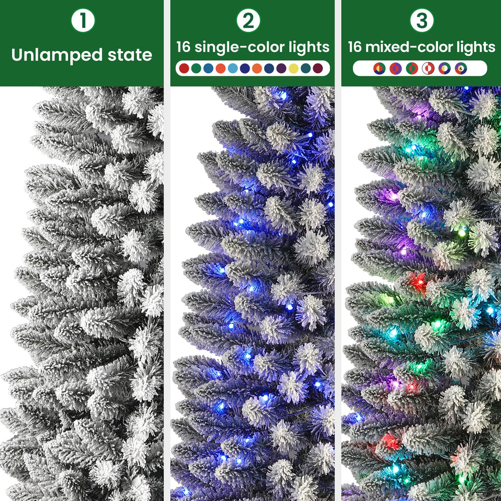 【FLASH SALE】4ft Premium RGB Snow Flocked Christmas Tree - Pre-Lit with Remote Control | UL Listed & Easy Setup