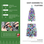 【FLASH SALE】4ft Premium RGB Snow Flocked Christmas Tree - Pre-Lit with Remote Control | UL Listed & Easy Setup