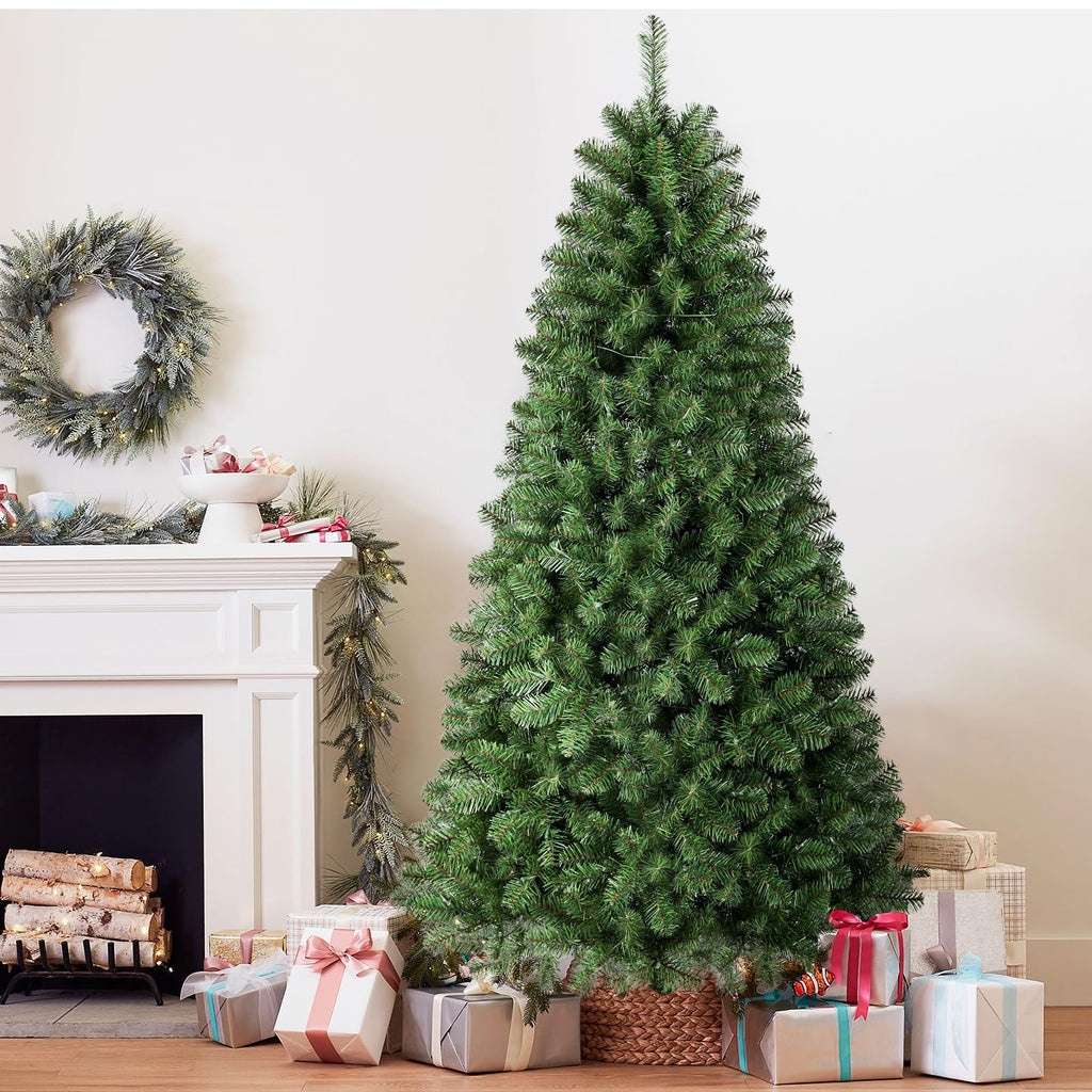 Prelit Premium Artificial Hinged Christmas Tree with Pre-lit Warm White Lights