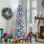 【FLASH SALE】4ft Premium RGB Snow Flocked Christmas Tree - Pre-Lit with Remote Control | UL Listed & Easy Setup