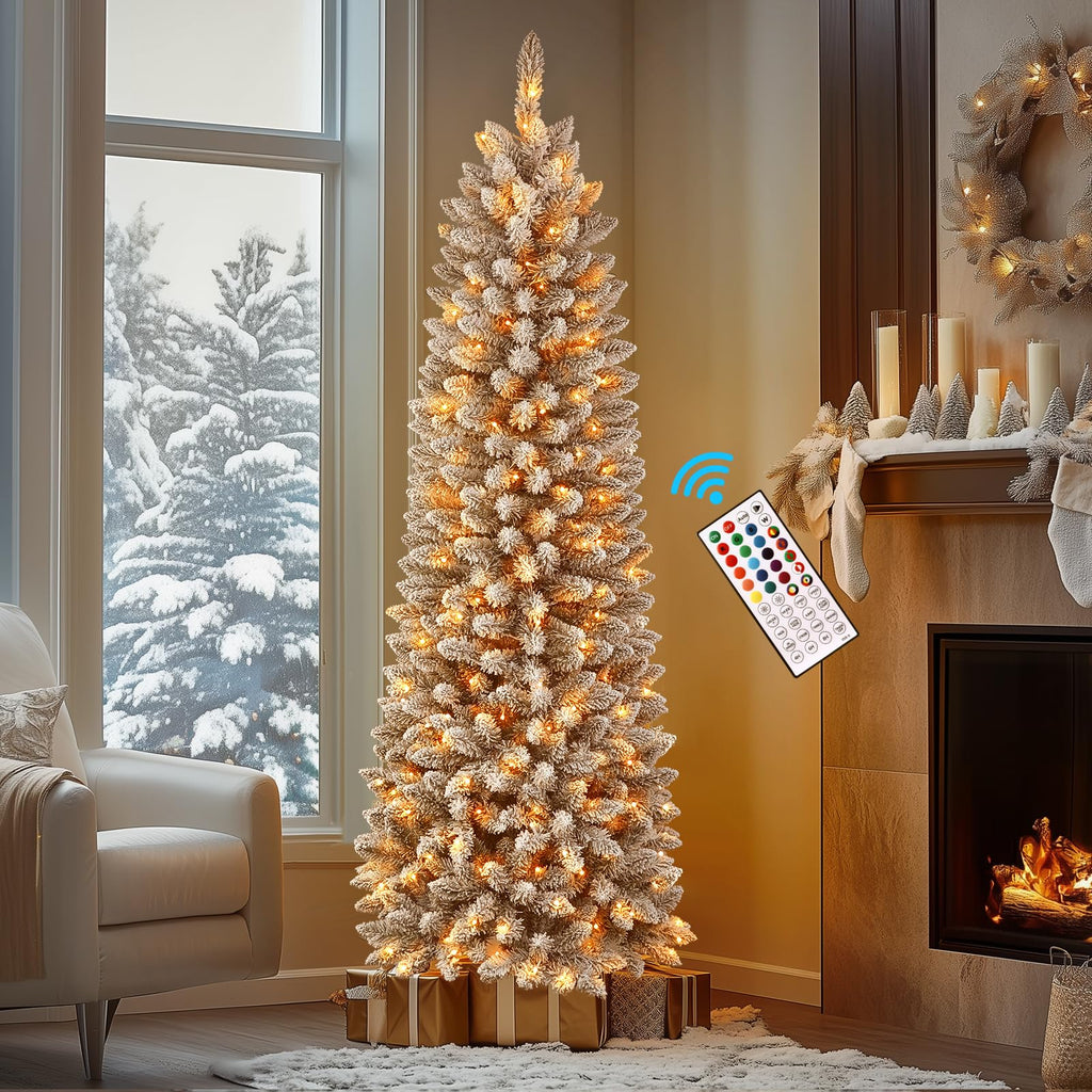 【FLASH SALE】4ft Premium RGB Snow Flocked Christmas Tree - Pre-Lit with Remote Control | UL Listed & Easy Setup