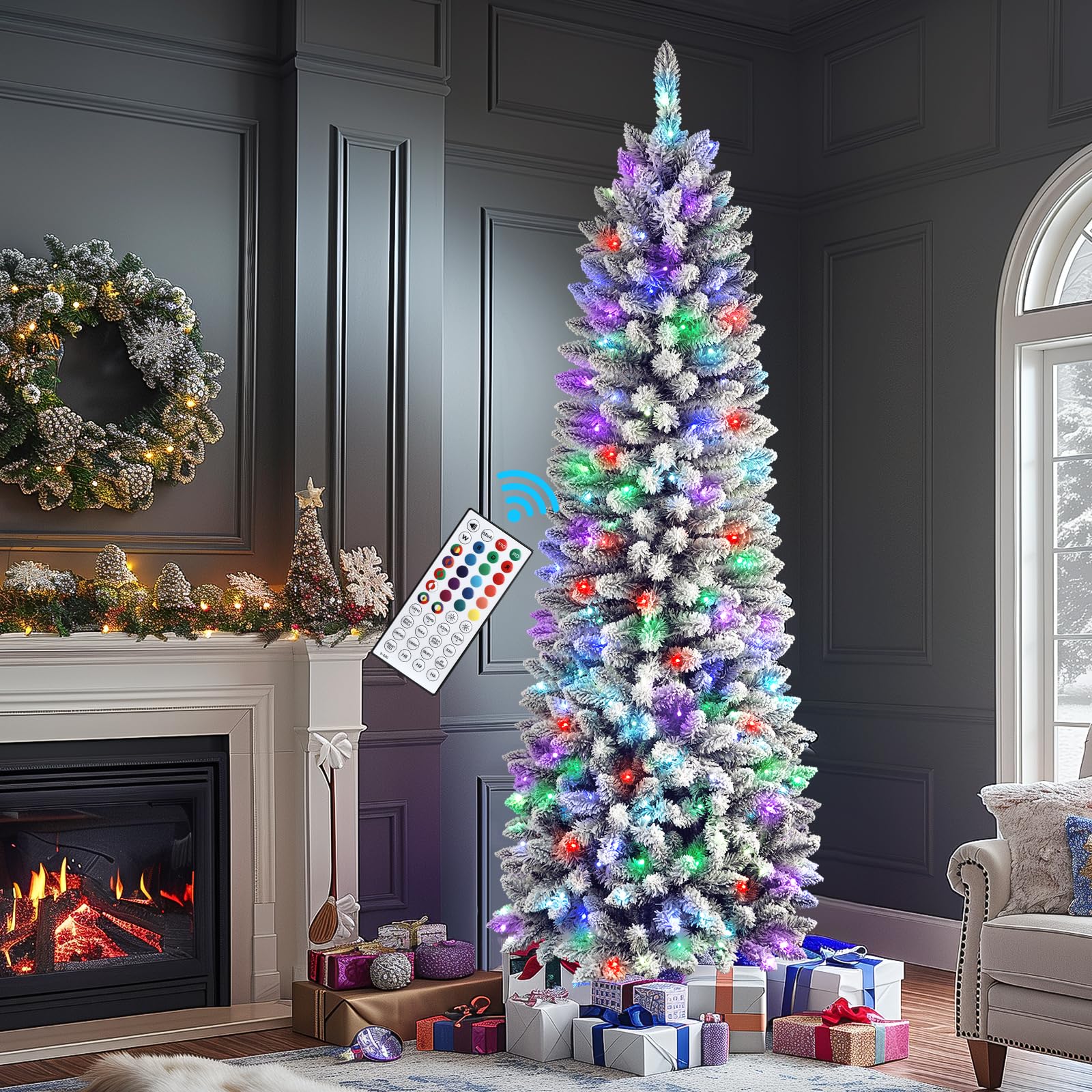 【FLASH SALE】4ft Premium RGB Snow Flocked Christmas Tree - Pre-Lit with Remote Control | UL Listed & Easy Setup